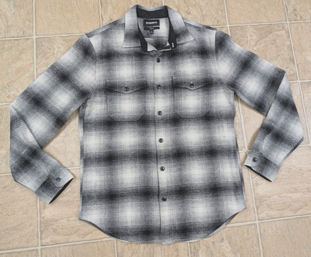Bonobos sz M Standard Fit Shirt Jacket plaid buttons ls wool blend pockets 3900